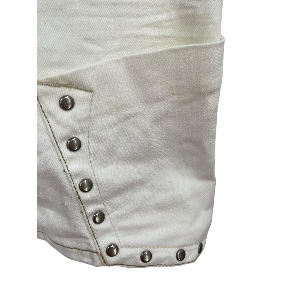 Vintage Y2K Apple Bottom Jeans Mini Skirt Embroidered White Denim Size 7 / 8 - Picture 4 of 12